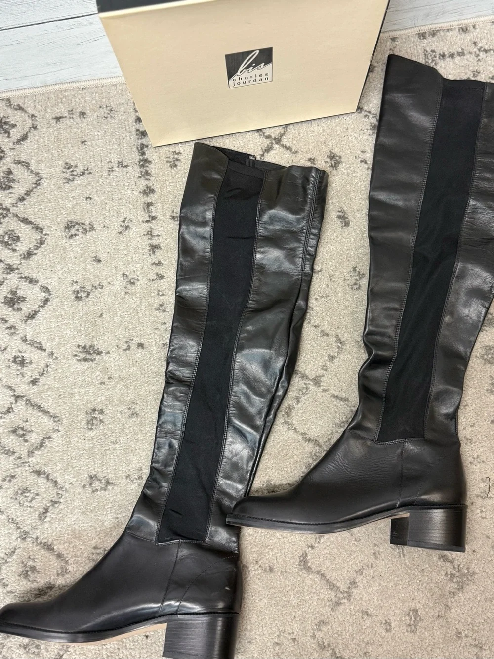 NWT Black Over-the-Knee Leather Boots by Charles Jourdan